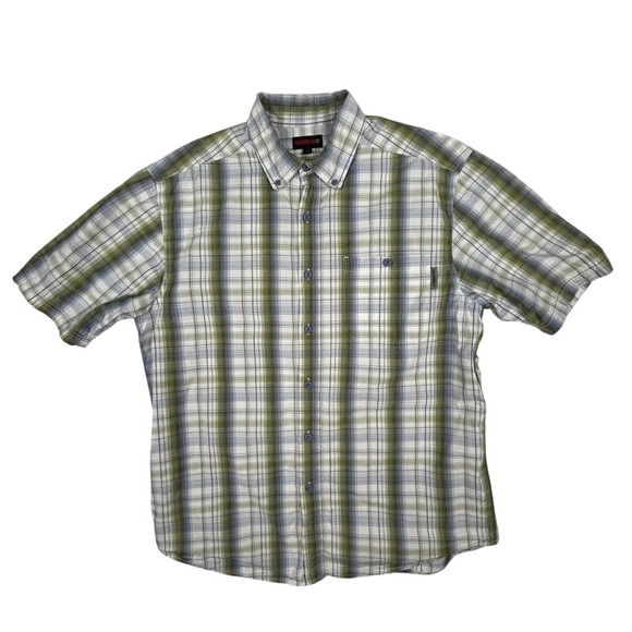 Wolverine Shirt Mens Large Plaid Button Up‎ White Green Blue Outdoor Work - Picture 1 of 13